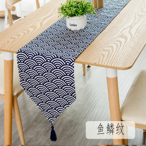 餐桌桌旗北欧现代简约家用欧式茶几桌旗轻奢民宿床旗电视 鱼鳞纹 30*160cm(适合100-120cm左右桌子茶几柜子)