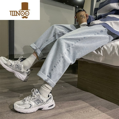 YANXU美式阔腿牛仔裤男潮牌ins宽松直筒高街vibe国潮痞帅休闲裤子