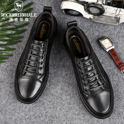 Rock Fairwhale洛克华菲男鞋2025秋季新品休闲鞋韩版运动鞋透气板鞋百搭潮流鞋子男低帮鞋户外男士板鞋黑色真皮