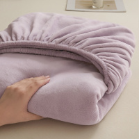 冬季加绒牛奶绒珊瑚绒床笠单件宿舍单人加厚床罩纯色床单套三件套