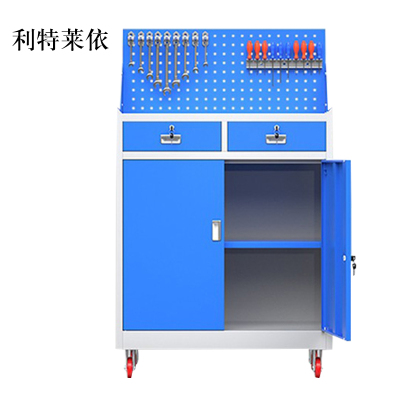 利特莱依工具柜加厚铁皮储物柜工厂车间用带抽屉汽修多功能收纳柜灰蓝色二斗小柜含轮子