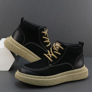 真皮马丁靴男头层牛皮短靴子英伦潮流百搭工装靴新款秋季厚底