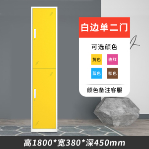 易企采 彩色员工单二门更衣柜铁皮储物柜带锁钢制单人收纳柜家用简易铁衣柜