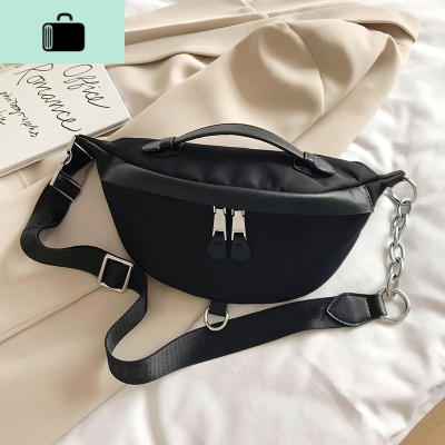 胸包女2020新款斜跨百搭时尚运动牛津布腰包女ins潮单肩斜挎小包NEW LAKE 黑色女斜挎包