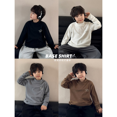 童酷儿童冬款湖州织里童装百搭加厚T恤恐龙印花男童打底衫潮