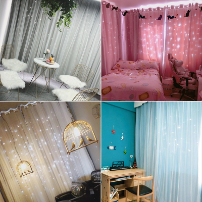 美帮汇星空款窗帘遮光2023新款镂空星星双层卧室公主风飘窗蕾丝