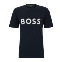 雨果博斯(HUGO BOSS)深蓝圆领短袖T恤男士休闲百搭透气修身