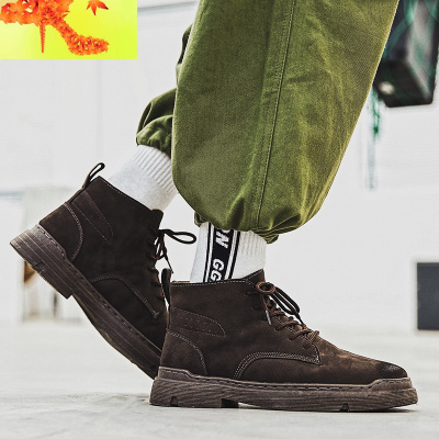 马丁靴男春季2020新款英伦风高帮百搭工装潮流皮靴防滑潮鞋男人味简畅