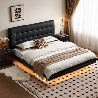 全友家居现代简约黑色悬浮皮艺床主卧室软包双人云朵大床