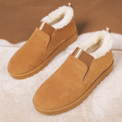 Ideamini男鞋冬季懒人休闲一脚蹬棉鞋东北加厚保暖面包鞋加绒低帮男雪地靴靴子