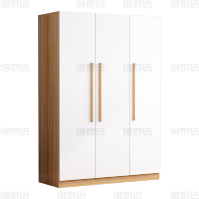 洛泰远 LTY4022327 简约木质衣柜三门衣柜衣服收纳柜 浅胡桃白门1200*500*1800mm