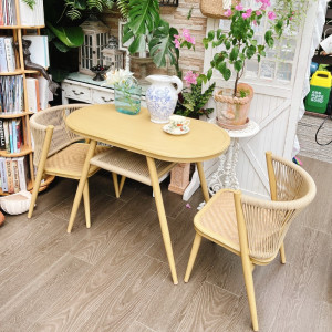 紫叶阳台桌椅现代简约藤椅三件套网红书桌户外收纳桌椅阳台休闲桌椅