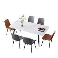 戴劲 岩板餐桌椅组合新中式家用现代简约方形饭桌小户型1.4米一桌6椅