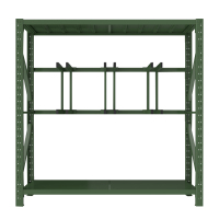 利特莱依消防铁锹镐农具摆放架安保装备器材存放架绿色盾牌货架锹镐架中型-主架
