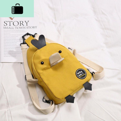 2019网红新款女韩版小鸭卡通可爱INS超火迷你小背包帆布双肩包NEW LAKE