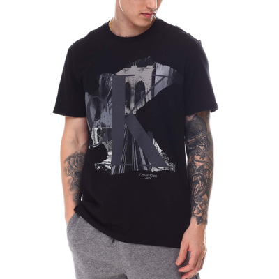 CalvinKleinCK男装/女装/情侣装春夏季都市涂鸦印花纯色宽松圆领短袖T恤