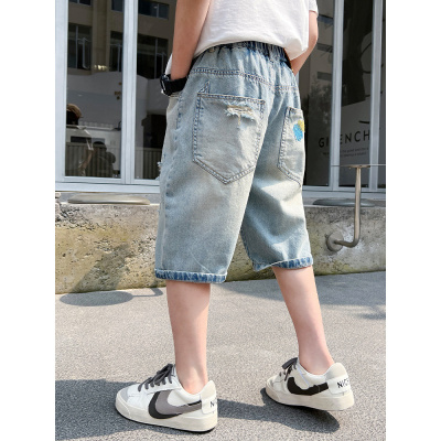 儿童装男童夏装裤子薄款中裤2025新款中大童夏季男孩夏款牛仔短裤