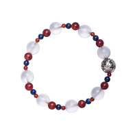 梦克拉 S925银玛瑙青金石水晶貔貅手链 絮尘倾恬 玉髓芙蓉石银貔貅手串