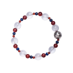 梦克拉 S925银玛瑙青金石水晶貔貅手链 絮尘倾恬 玉髓芙蓉石银貔貅手串 絮尘倾恬