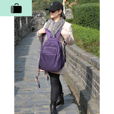 新款时尚女士包包轻薄柔软纯色尼龙布料双肩包大容量休闲旅行背包NEW LAKE