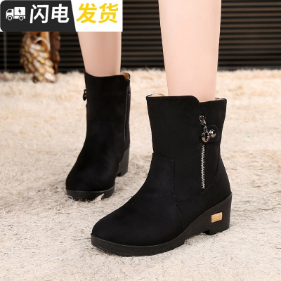 冬老北京布鞋女棉鞋中年雪地靴加绒加厚保暖防滑中老年人妈妈棉鞋启如靴子