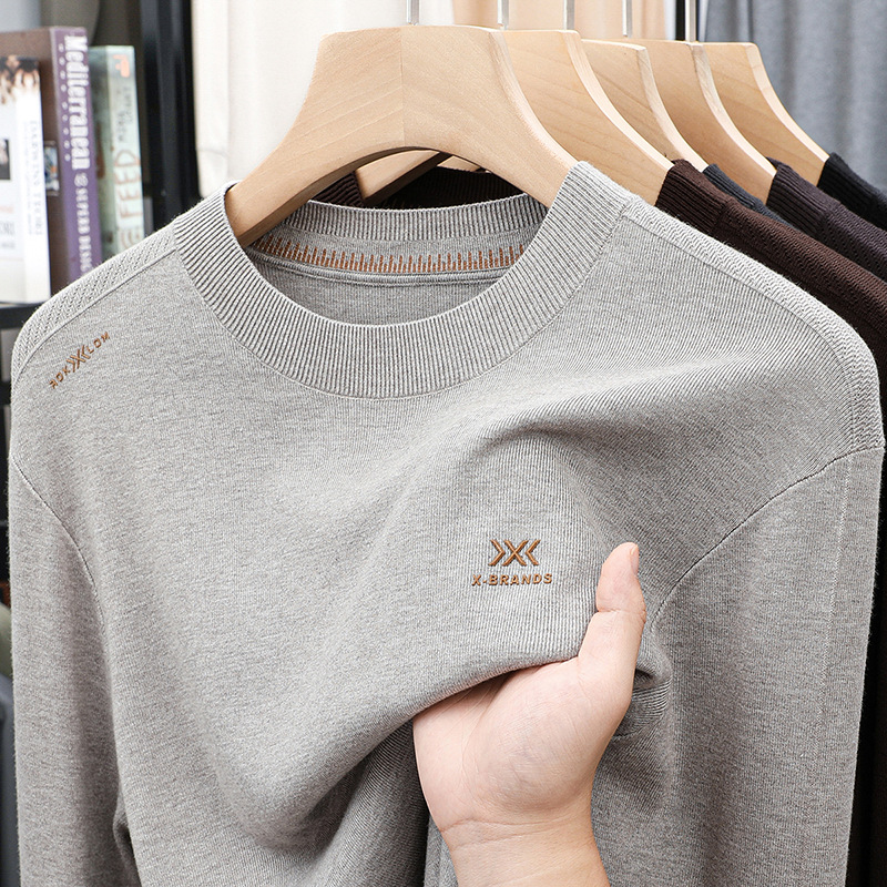 新款半拉链男式圆领针织衫毛衣秋冬长袖百搭内搭男装保暖上衣