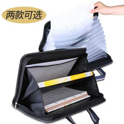 风琴包多层分类资料袋 手提帆布袋 350*45*270mm 蓝/黑两色可选 单位/个