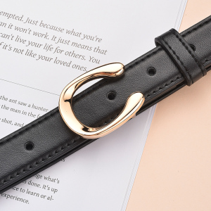 啄木鸟女士皮带真皮简约百搭装饰显瘦配牛仔裤腰带女潮流韩版黑色