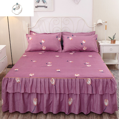 防滑棉床裙式双层花边床罩单件棉防尘保护套1.5米1.8床单床笠舒适主义