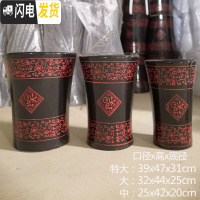 三维工匠北欧高筒陶瓷花盆特大大 大号家用创意君子兰盆景阳台托盘室 红福-黑色[送托盘、垫片] 特大花盆容器