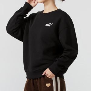 彪马(PUMA)卫衣女装新款圆领休闲服跑步运动上衣加绒保暖套头衫685587-01 ZP