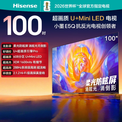 海信电视小墨 100E5Q 100英寸 超画质U+Mini LED 288Hz高刷 DeepSeek 智能柔光防眩