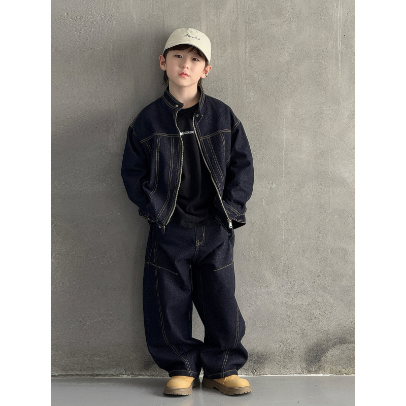 儿童装男童春装牛仔套装2026新款春秋款中大童外套春季酷帅气时髦