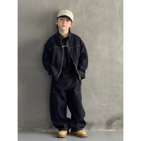 儿童装男童春装牛仔套装2026新款春秋款中大童外套春季酷帅气时髦