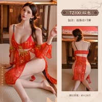 九里晴川异域风情套装红色唐风霓裳金线绣花透视情趣内衣纯欲 九里晴川TZ100[异域风情套装-红] 均码