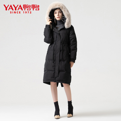 鸭鸭(yaya)羽绒服女韩版冬季新款时尚潮流保暖中长款连帽派克服外套