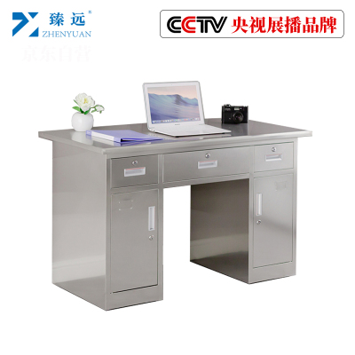 臻远不锈钢工作台操作台三斗两门桌304材质1.6米