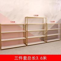 鞋店鞋架服装店展示架包包架落地式金色鞋包架创意组合多层置物架 三件套总长3.6M