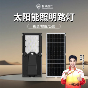 翰卓晶云 一体化太阳能路灯 高亮照明路灯85颗灯珠黑色 HZ-597SYH0104