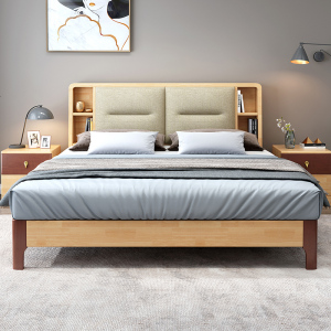 新款北欧实木床现代简约双人1.8m中式高箱储物床1.5米小户型日式