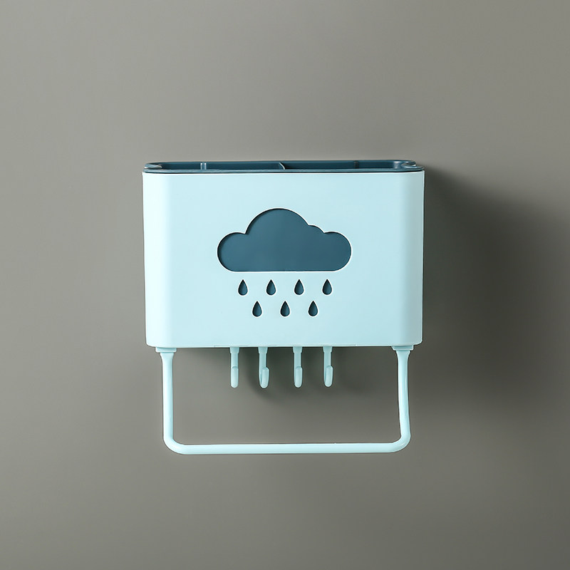 筷子笼家用厨房置物架壁挂式筷子笼筷篓镂空沥水餐具勺子收纳架 敬平 浅蓝[悬挂款]筷笼