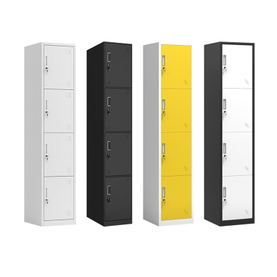 易企采 彩色员工单四门更衣柜铁皮储物柜带锁钢制单人收纳柜家用简易铁衣柜