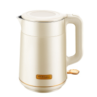 荣事达Royalstar不锈钢电水壶米白色1.5L防干烧底盘加热安全实用