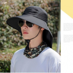 帽子男士遮脸钓鱼登山户外大檐遮阳帽渔夫帽夏季护颈一体