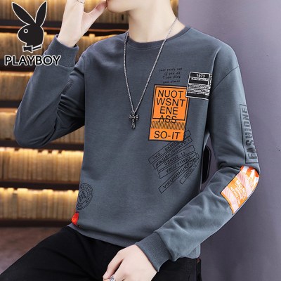 花花公子长袖卫衣男2021春季新款圆领港风青年学生上衣服潮牌男装