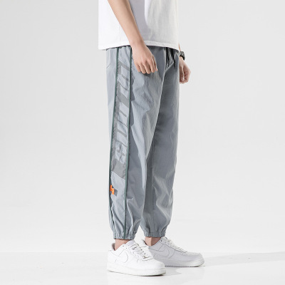 男士夏季新款工装男束脚潮牌百搭印花宽松运动九分裤休闲裤子_1