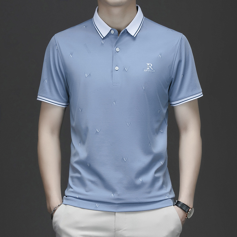 春夏季新款男士纯色短袖Polo衫商务休闲轻商务翻领男装新疆棉