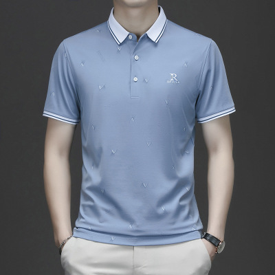 春夏季新款男士纯色短袖Polo衫商务休闲轻商务翻领男装新疆棉