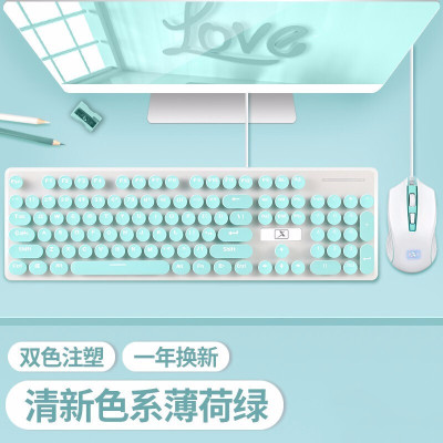 新盟（Technology）N518键盘鼠标套装有线USB游戏办公家用商务女生笔记本台式电脑背光静音键鼠