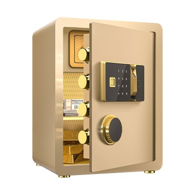 臻远ZY-NW-BXGS-24全钢实心保险柜办公防盗保险箱 高45cm金色指纹款
